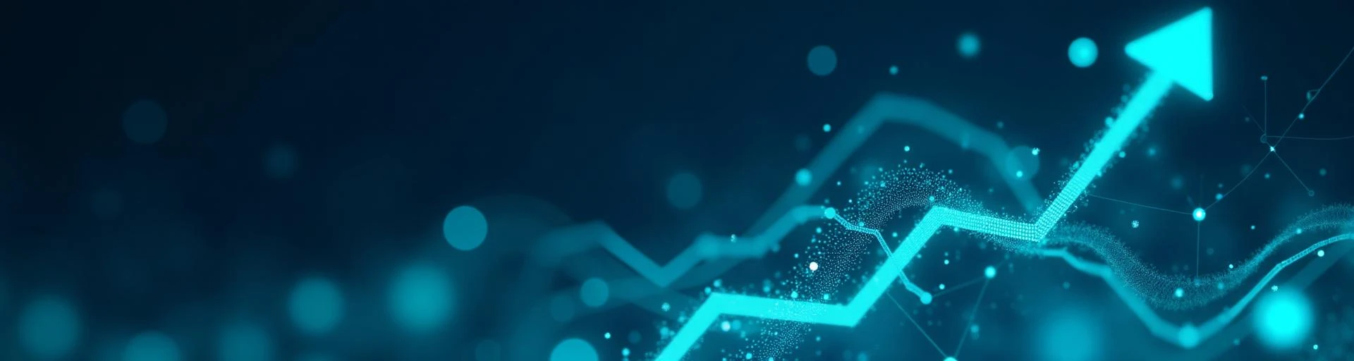 Abstract blue upward trending graph with arrow