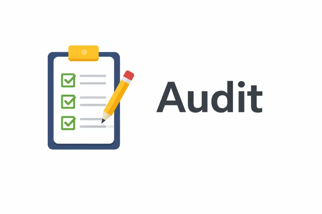 Checklist and pencil representing audit process.