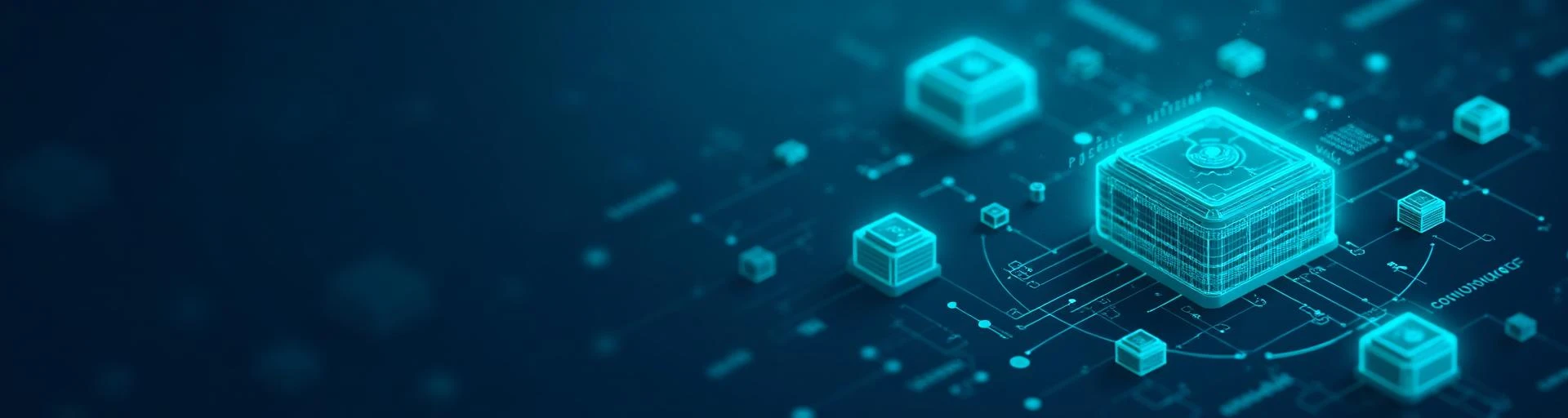 Futuristic blockchain technology network concept illustration.